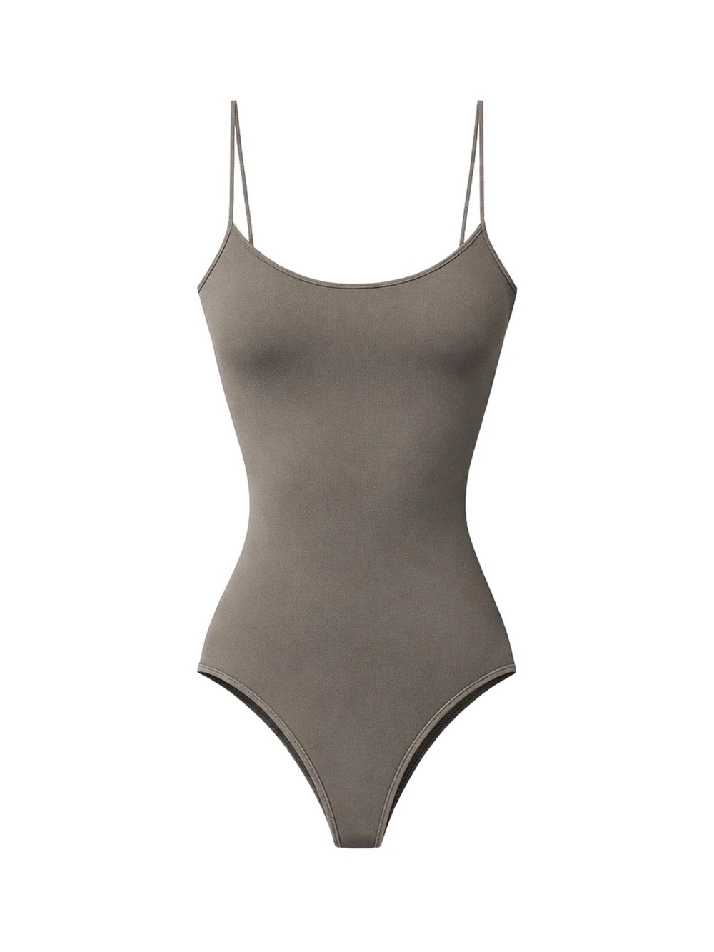 Slim Fit Spaghetti Strap Bodysuit in Taupe